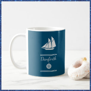 Blå och vit nautisk flotta kaffemugg