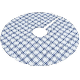 Blå och vit nautisk rutig julgransmatta borstad polyester