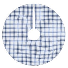 Blå och vit nautisk rutig julgransmatta borstad polyester