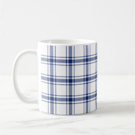 Blå och vit nautisk rutig kaffemugg