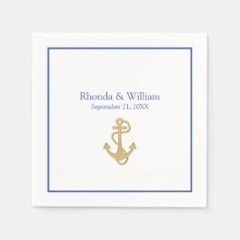 Blå och vit nautisk Thecke Bröllop Pappersservett