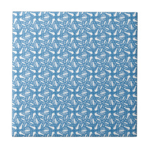 Blå och vit Nouveau Art Blommigt Design Kakelplatta