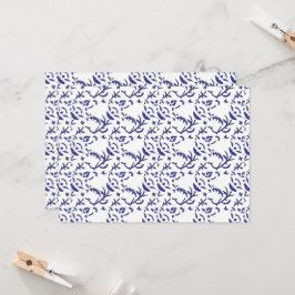 Blå och vit omslutning papper med grafik inbjudningar