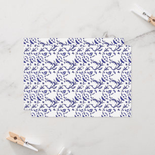 Blå och vit omslutning papper med grafik inbjudningar