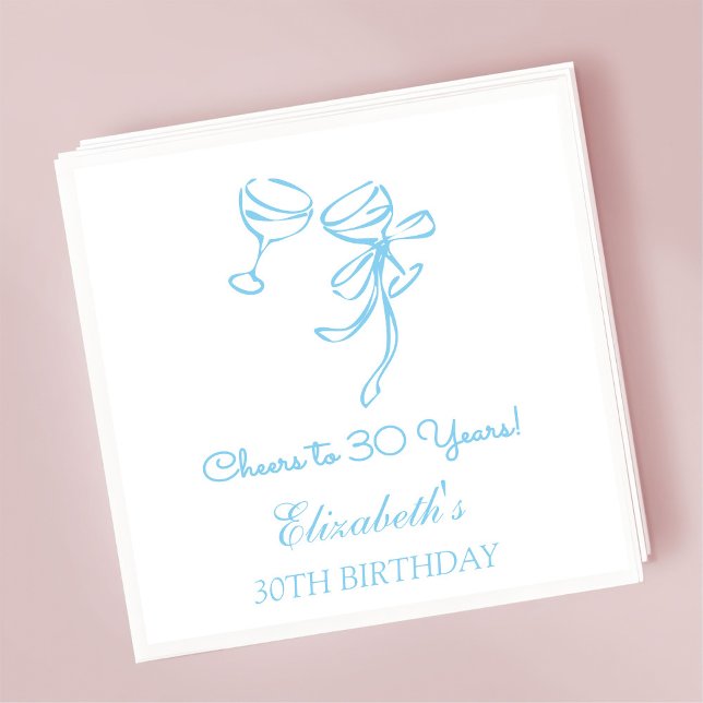 Blå och vit ost till 30 års födelsedag pappersservett (Skapare uppladdad)