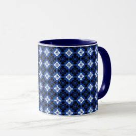 Blå och vit paisleys-kaffe Mugg