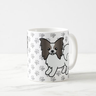 Blå Och Vit Papillon Söt Tecknad Hund & Tass Kaffemugg