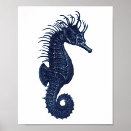 Blå och vit persikodekan poster