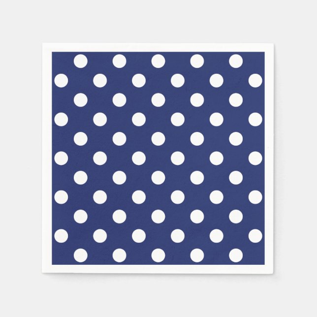 Blå och vit polka Dot Mönster Pappersservett (Framsidan)