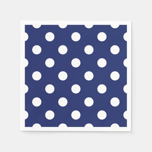 Blå och vit polka Dot Mönster Pappersservett (Framsidan)