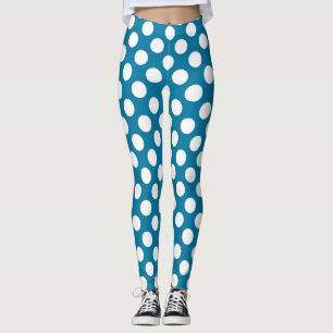 Blå och vit polka dots leggings