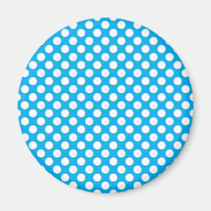 Blå och vit polka dots mönster magnet