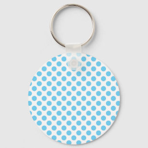 Blå och vit polka dots mönster nyckelring