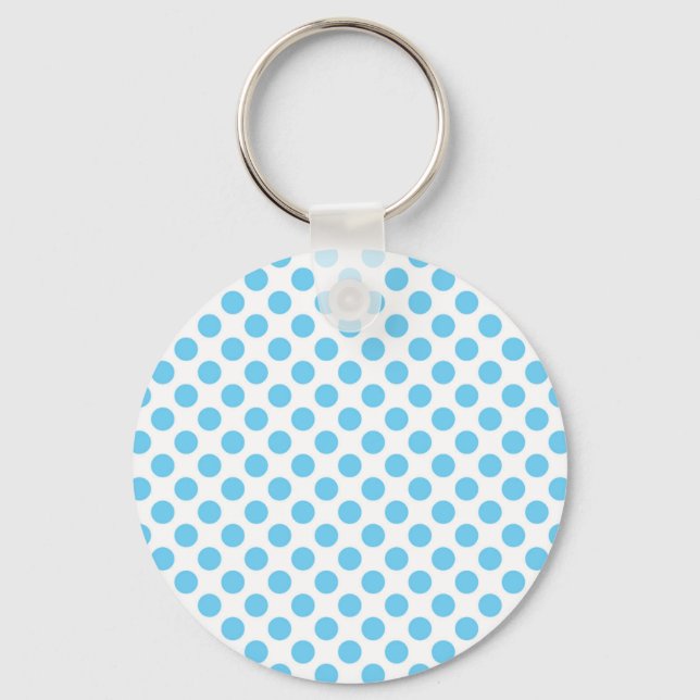 Blå och vit polka dots mönster nyckelring (Framsida)