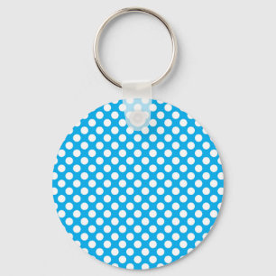 Blå och vit polka dots mönster nyckelring