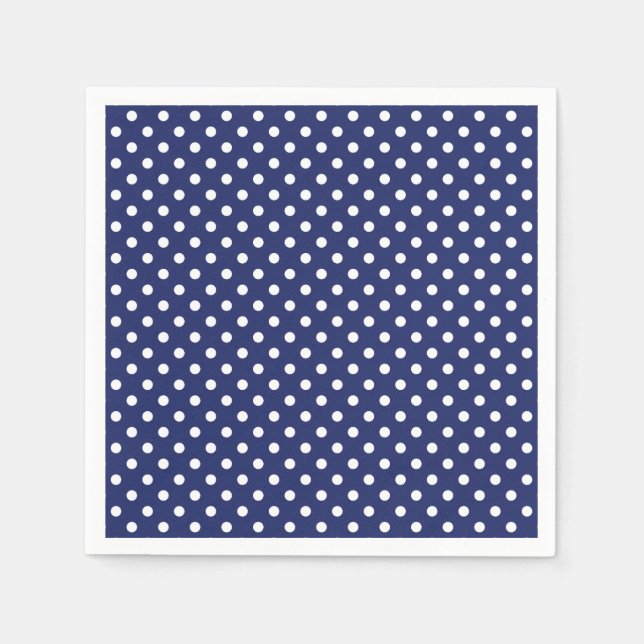 Blå och vit Polka dots Mönster Pappersservett (Framsidan)