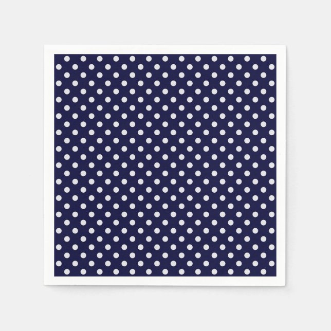 Blå och vit Polka dots Mönster Pappersservett (Framsidan)