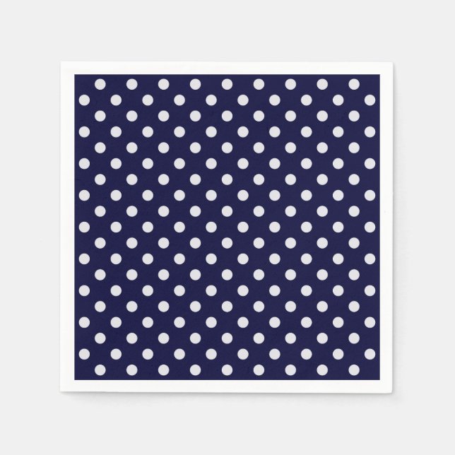 Blå och vit Polka dots Mönster Pappersservett (Framsidan)