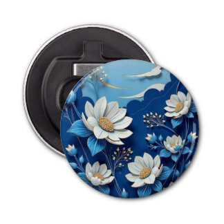 Blå och vit porslintelefonväska - traditionell kor flasköppnare