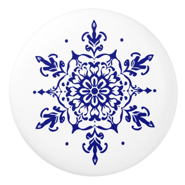 Blå och vit portugisisk Azulejo Stil Ceramic Knob Knopp (Framsidan)