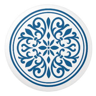 Blå och vit portugisisk Azulejo Stil Ceramic Knob Knopp
