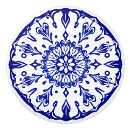 Blå och vit portugisisk Azulejo Vibe Ceramic Knob Knopp