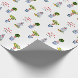 Blå och vit potterijul presentpapper