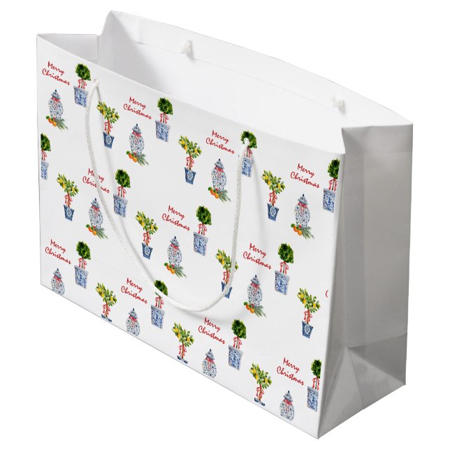 Blå och vit potteripåse - julklapp (Baksidan Vinklad)