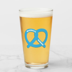 Blå och vit pretzel rolig Brezel Oktoberfest Glaskopp