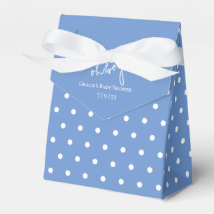 Blå och vit prickig pojke babyfirande presentaskar