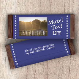 Blå och vit Pub Mitzvah Candy Pub Wrapper Flygblad