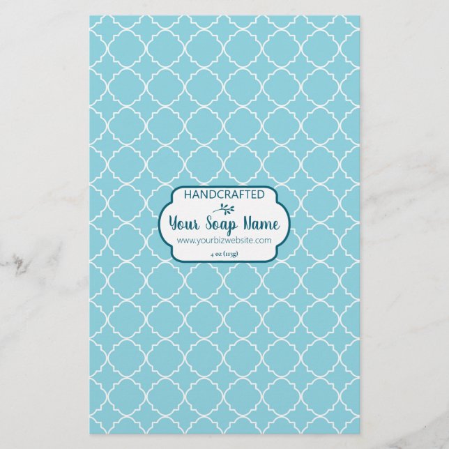 Blå och vit Quatrefoil, Papper (Framsida)