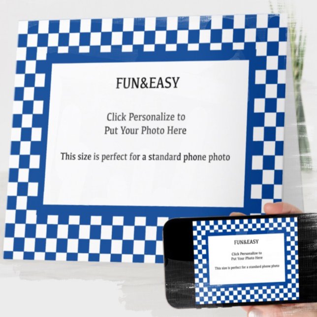 Blå och vit Ram Mitt foto Kort (Skapare uppladdad)