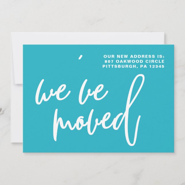 Blå och vit Rand Byte av Adress Meddelande (Framsida)