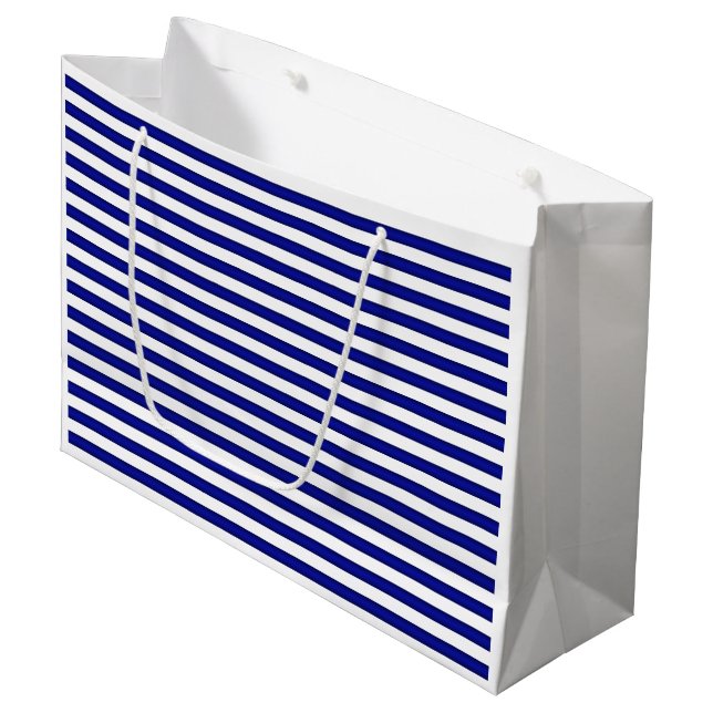 Blå och vit rand gift-flagga (Framsidan Vinklad)