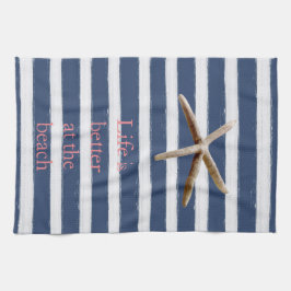 Blå och vit Rand Kökshandduk