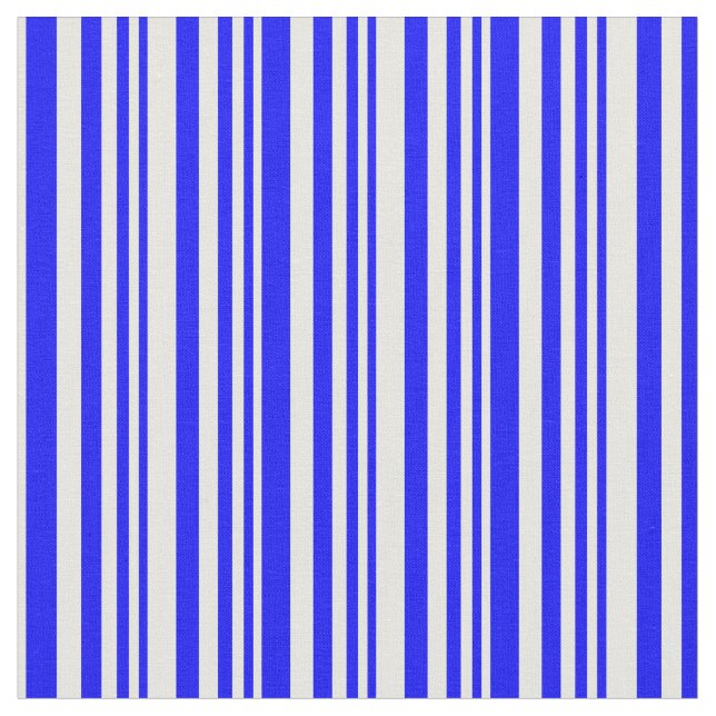 Blå och vit Rand/Linjer Mönster Tyg (Närbild)