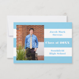 Blå och vit Rand - Meddelande om 3 x 5 Studenten Inbjudningar