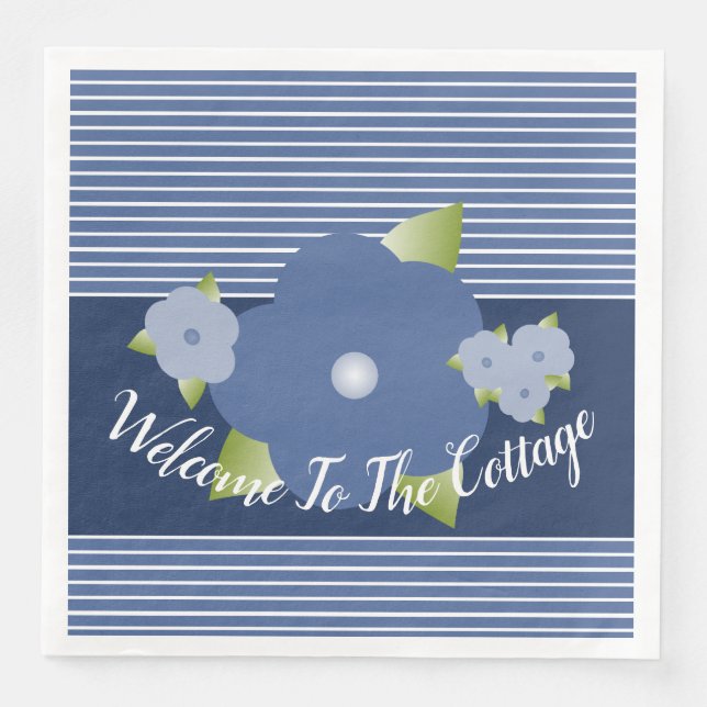 Blå och vit Rand Pappersservett (Framsida)