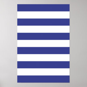 Blå och vit Rand Poster