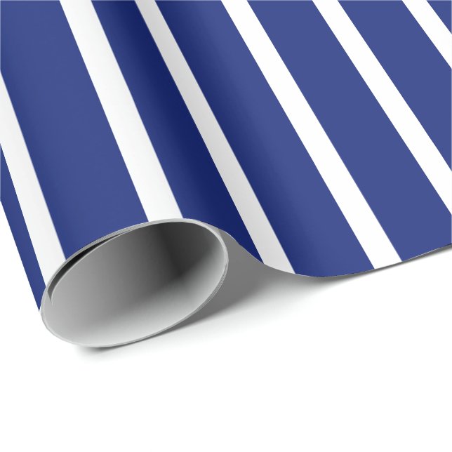 Blå och vit rand presentpapper (Rullad Hörn)