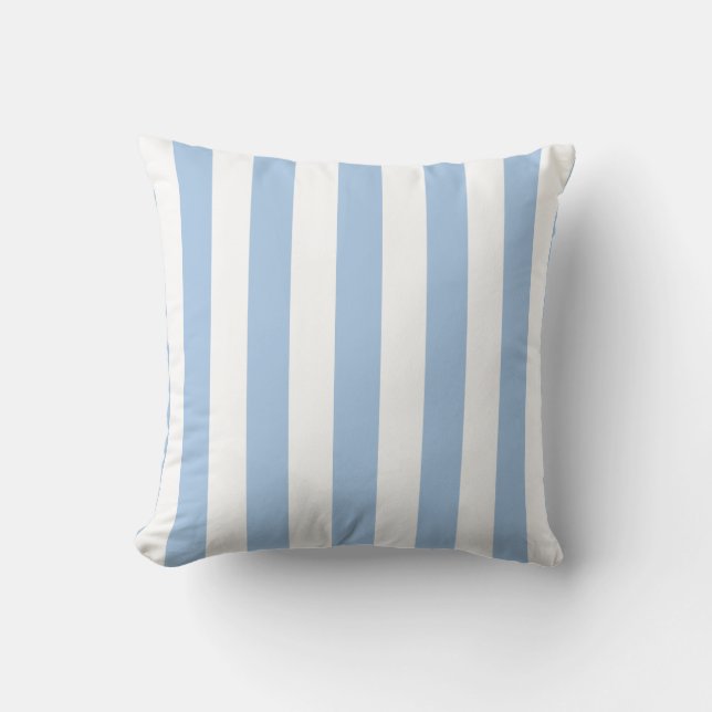 Blå och vit randig Coastal Preppy Kudde (Framsida)