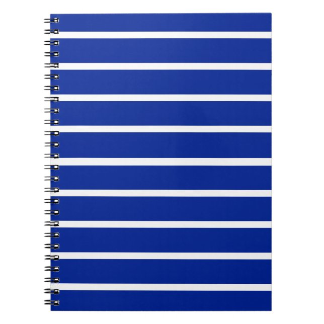 Blå och vit randig design anteckningsbok (Framsidan)