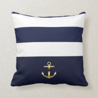 Blå och vit randig gul ankare nautisk chic
