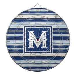 Blå och vit randig monogram darttavla