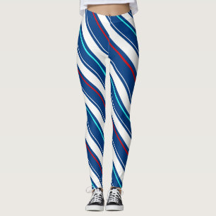Blå och vit regional Rand Leggings