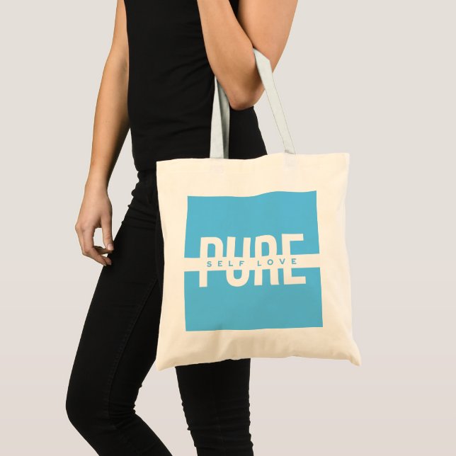 Blå och vit ren själv kärlek Totebag Tygkasse (Framsida (produkt))
