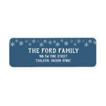 Blå och vit Returetiketter av snöflingor