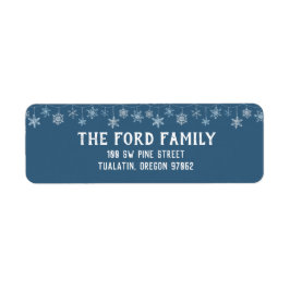 Blå och vit Returetiketter av snöflingor Returadress Etikett