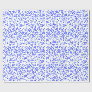 Blå och vit ritning Papper Presentpapper